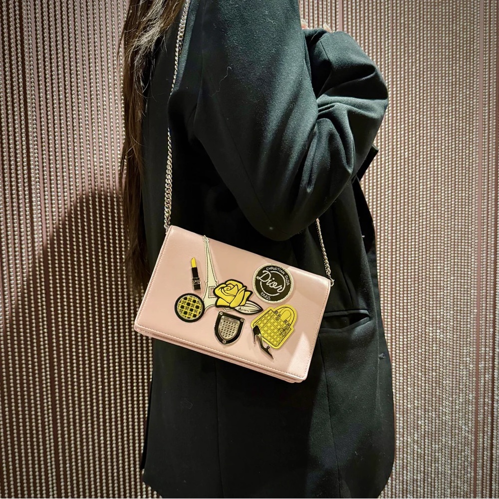 Christian Dior Diorama Patch Embellished Leather Wallet on Chain (2016) - Picture 1 of 12